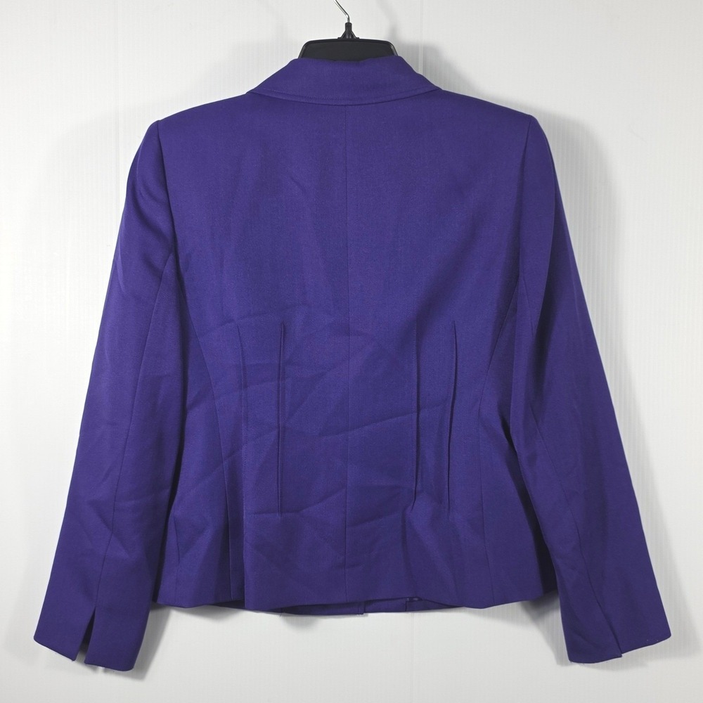 Kasper Petite Womens Purple 4-Button Pintuck Pleated Lined Blazer Jacket 6P - Picture 3 of 12